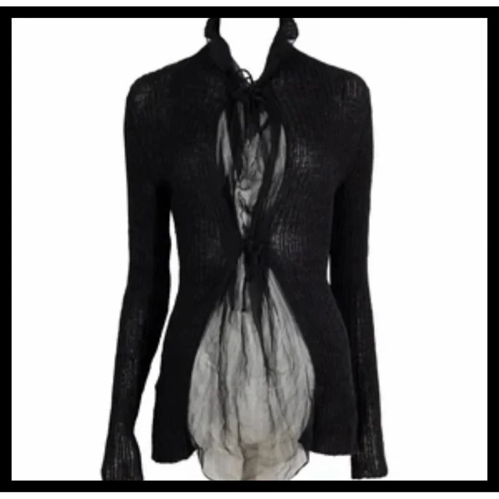 Vintage Jean Paul Gaultier Alpaca Knit & Sheer Mesh Sweater - Picture 4 of 6
